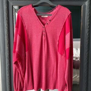 Free People Callisto Henley pink/red tunic size medium